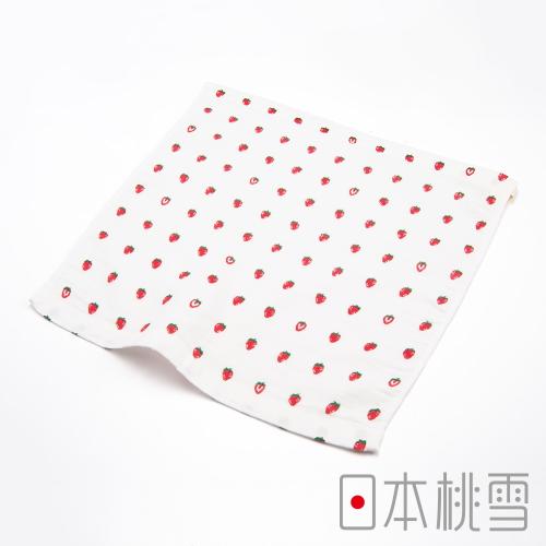 日本桃雪 紗布方巾-經典小小圖-小草莓