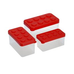 9折｜日本霜山 樂高可疊式積木零件收納盒(大中小3件套組)-紅色