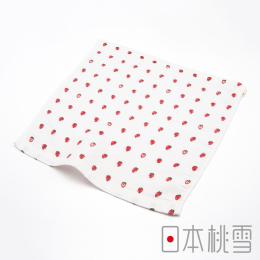 毛巾換季85折｜日本桃雪 紗布方巾-經典小小圖-小草莓