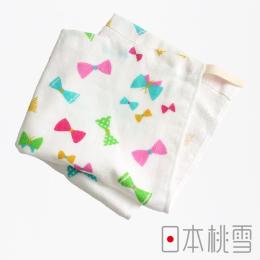 毛巾換季85折｜日本桃雪 紗布方巾-小女孩最愛-蝴蝶結