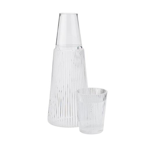 丹麥 Stelton 線條玻璃水瓶附水杯-1L