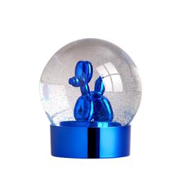 新品9折｜LA BOITE Balloon Dog Globe 閃光七彩氣球狗造型水晶球雪花球擺飾-藍