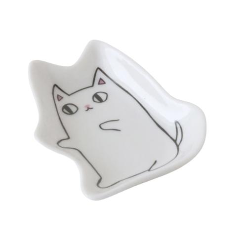 JUST HOME 喵星陶瓷造型盤-小白貓
