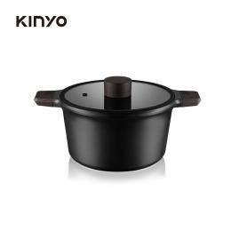 KINYO nera系列-IH減油陶瓷雙耳湯鍋-24cm含蓋