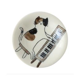 85折｜JUST HOME 喵星陶瓷盤16cm-鋼琴貓