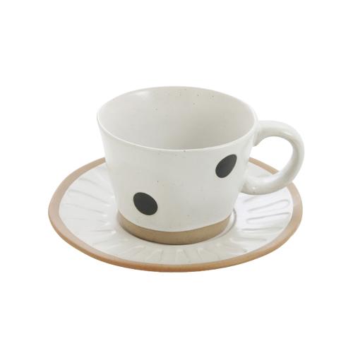 JUST HOME 芸點陶瓷咖啡杯盤組-白