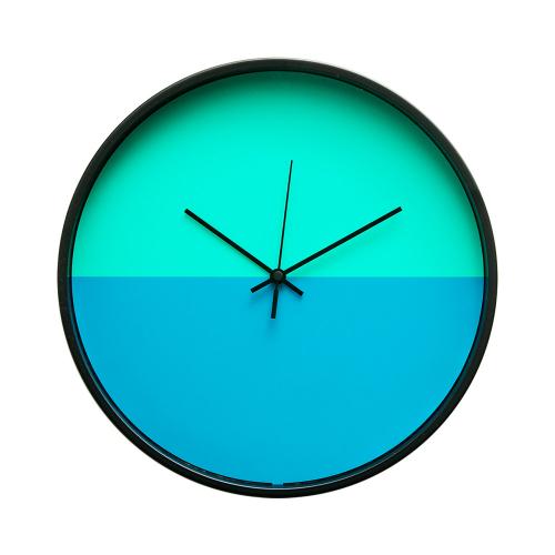 清倉大特價｜Lovel 30cm 美式極簡金屬框靜音時鐘-綠藍（T721POK-BL）