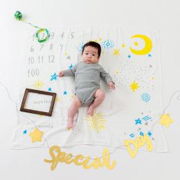 日本直送｜FU・RE・TE 今治毛巾 嬰兒成長記錄三層紗布巾-星星月亮
