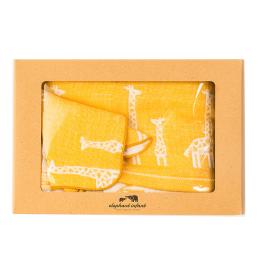 JOGAN日本成願毛巾 elephant infant 象寶貝系列 純棉帽披巾+手帕 禮盒組(長頸鹿黃)