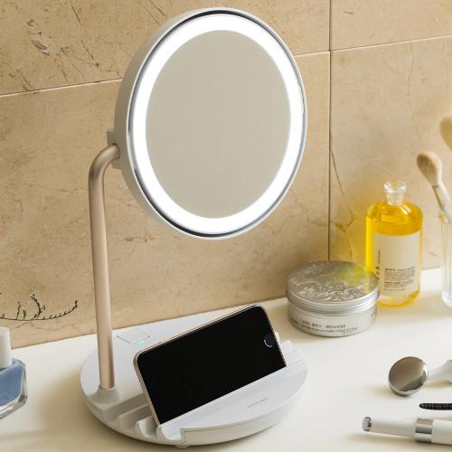 日本recolte 麗克特 Festino LED Fan Mirror 柔光微風化妝鏡 SMHB-032 白