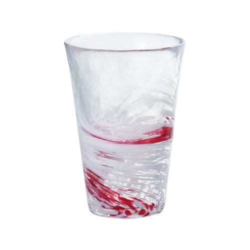 日本津輕 漩渦玻璃飲料杯300ml-紅