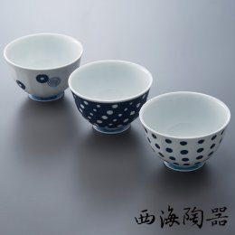 9折｜日本 西海陶器 波佐見燒 藍丸紋三件式輕量湯杯組