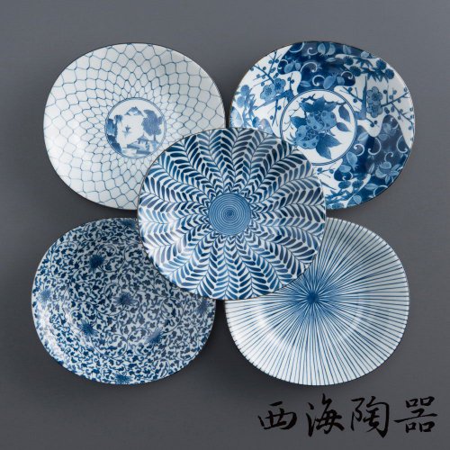 日本 西海陶器 波佐見燒 職人手繪系列 五件式淺菜盤