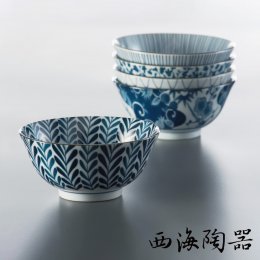 日本 西海陶器 波佐見燒 職人手繪系列 五件式粥碗