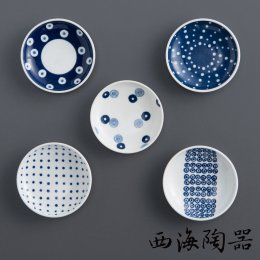 9折｜日本 西海陶器 波佐見燒 藍丸紋五件式小豆碟