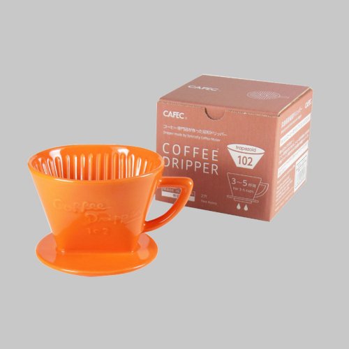 日本CAFEC 扇形陶瓷濾杯1-4杯-橘色