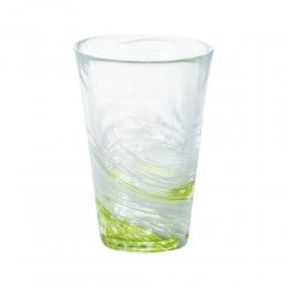 日本津輕 漩渦玻璃飲料杯300ml-綠