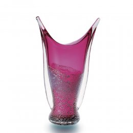 日製玻璃2件8折｜日本津輕 手作桃紅雲彩花瓶