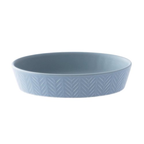 日本 MEISTER HAND 人字橢圓形烤盤M-藍灰色