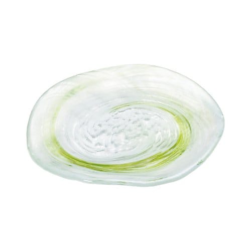 日本津輕 漩渦玻璃盤-綠