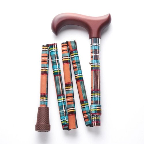 Merry Sticks悅杖 繽紛生活折疊手杖-茶香月季紅格紋