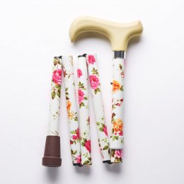 Merry Sticks悅杖 繽紛生活折疊手杖 premium-象牙白紅玫瑰