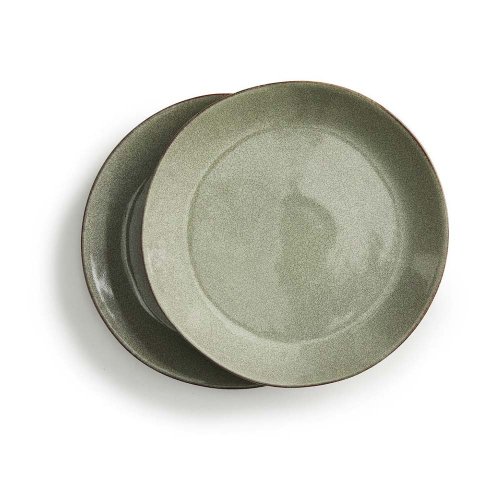 瑞典sagaform Nature瓷釉彩餐食盤22cm(2入)-亞麻綠
