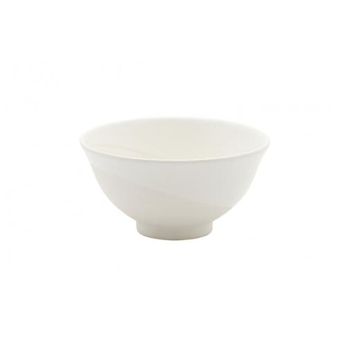 日本Ninen二捻 萬古燒傾斜瓷碗-純淨白