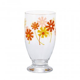 日製玻璃2件8折｜日本ADERIA 昭和復古花朵曲線高腳杯(橘菊)