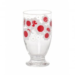日製玻璃2件8折｜日本ADERIA 昭和復古花朵曲線高腳杯(紅花)