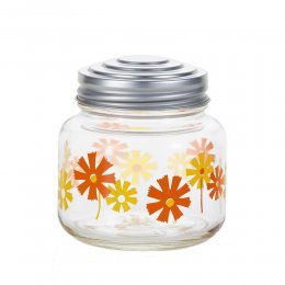 日製玻璃2件8折｜日本ADERIA 昭和復古花朵糖果罐(橘菊)