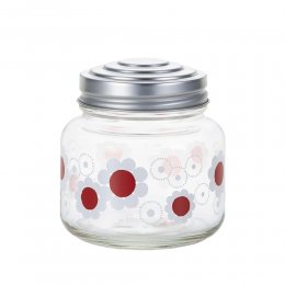 日製玻璃2件8折｜日本ADERIA 昭和復古花朵糖果罐(紅花)