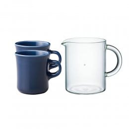 2件8折｜日本KINTO SCS咖啡壺杯分享組(咖啡壺600ml+馬克杯2入)藍