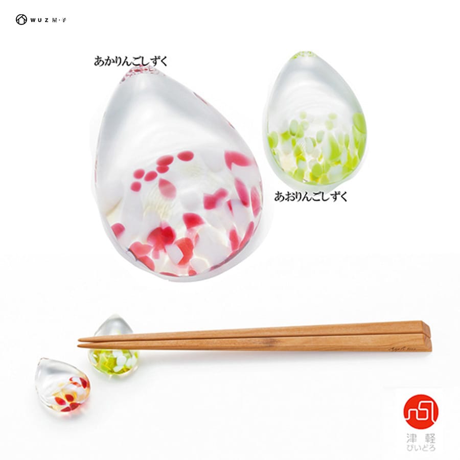 日本津輕 手作玻璃水滴型筷架-共2款