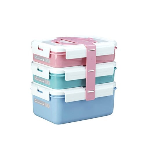 韓國KOMAX 長型三層餐盒組-粉