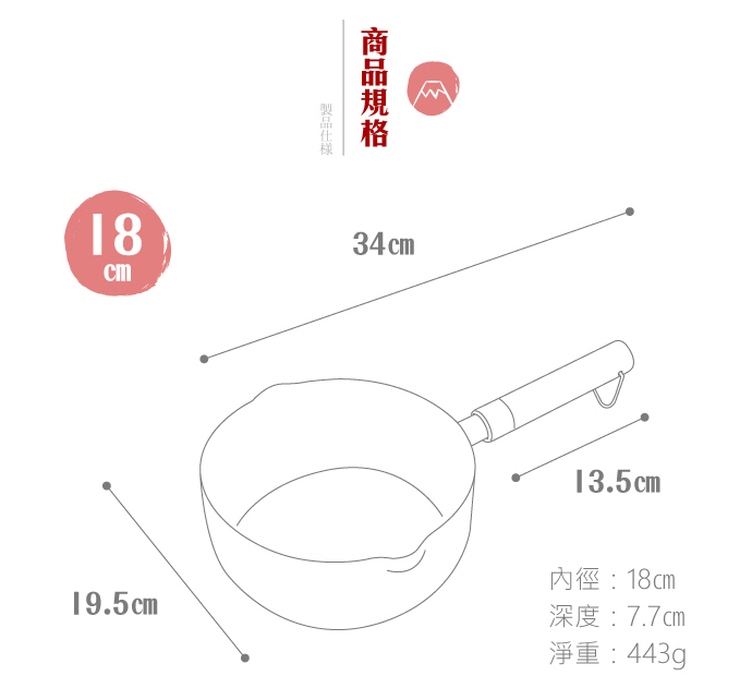 LMG 麥飯石不沾雪平鍋-18cm