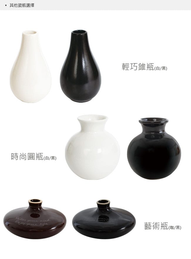 Lovel 法國香氛擴香瓷瓶-時尚圓瓶 (黑/白) 桌上小花瓶