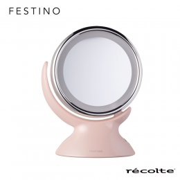 日本recolte 麗克特 Festino雙面柔光化妝鏡-粉嫩紅
