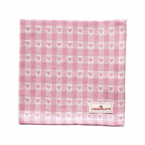 丹麥GreenGate Heart pale pink 餐巾布