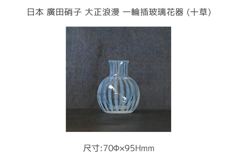 日本廣田硝子大正浪漫一輪插玻璃花器(十草)，花器，家飾家具，家居 